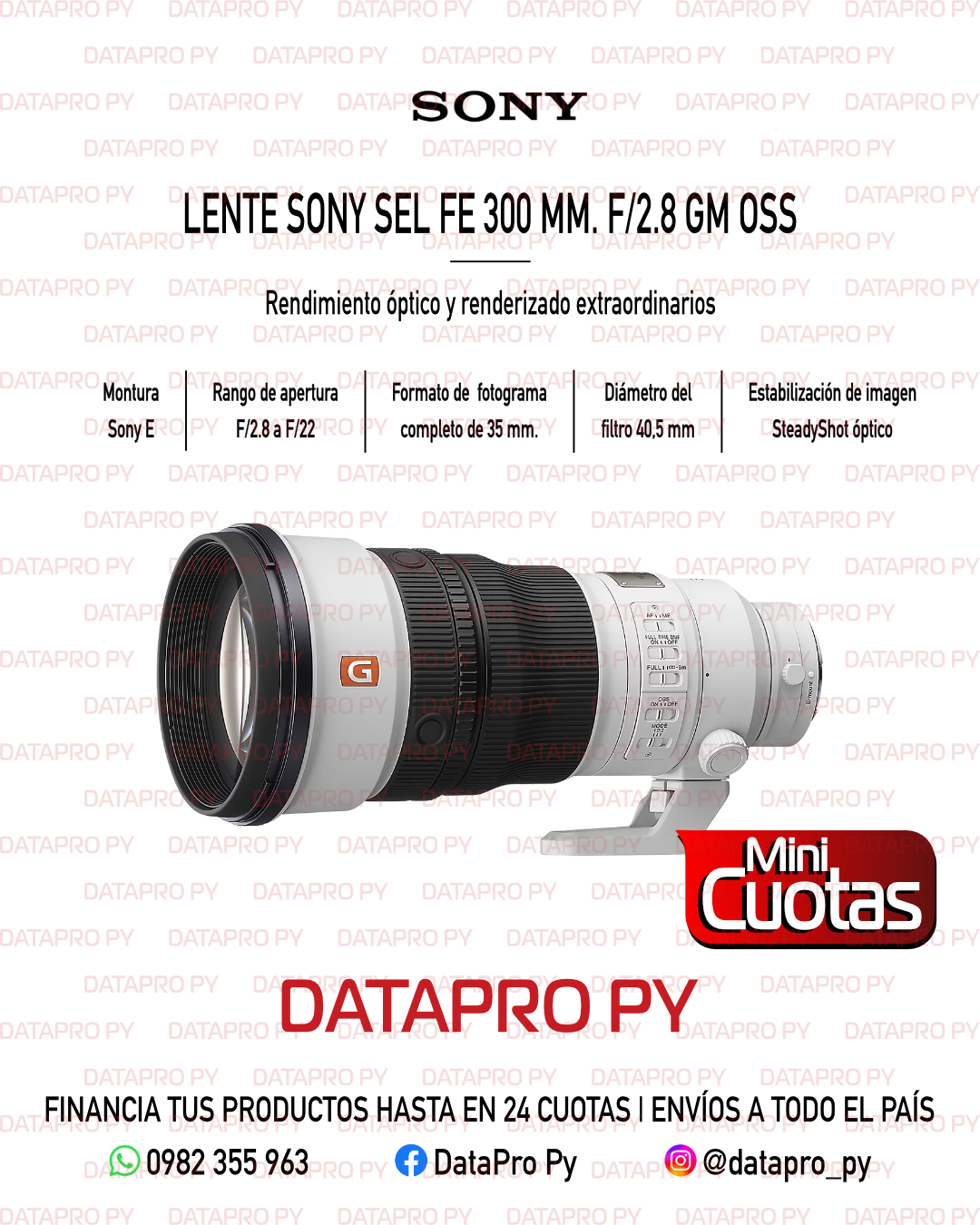 Lente Sony SEL FE 300 mm. F/2.8 GM OSS